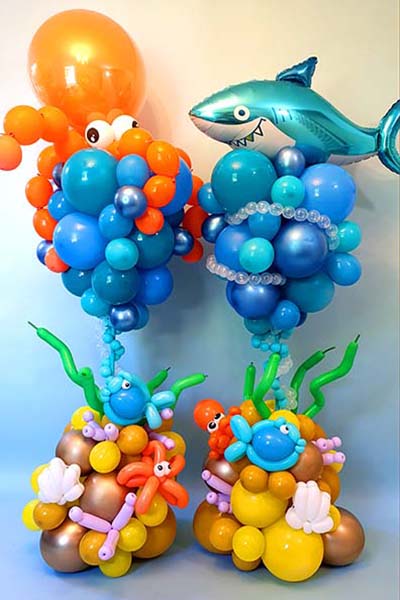 Under the sea balloon column topped with octopus or shark £100